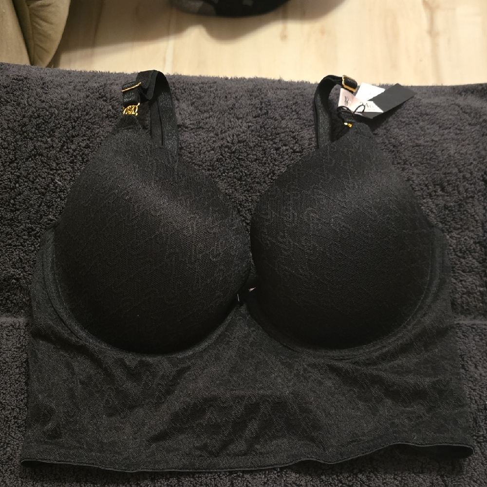 Victoria's Secret NWT The Icon Push Up Bra Corset Top Black Size 34D